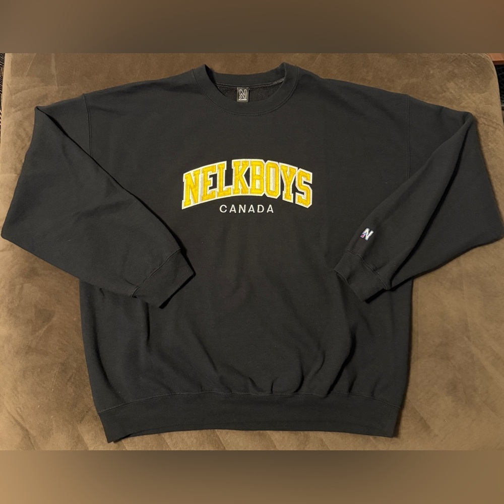Nelk Boys Full Send Black Yellow Spellout Logo Crewneck First Drop Ever XL